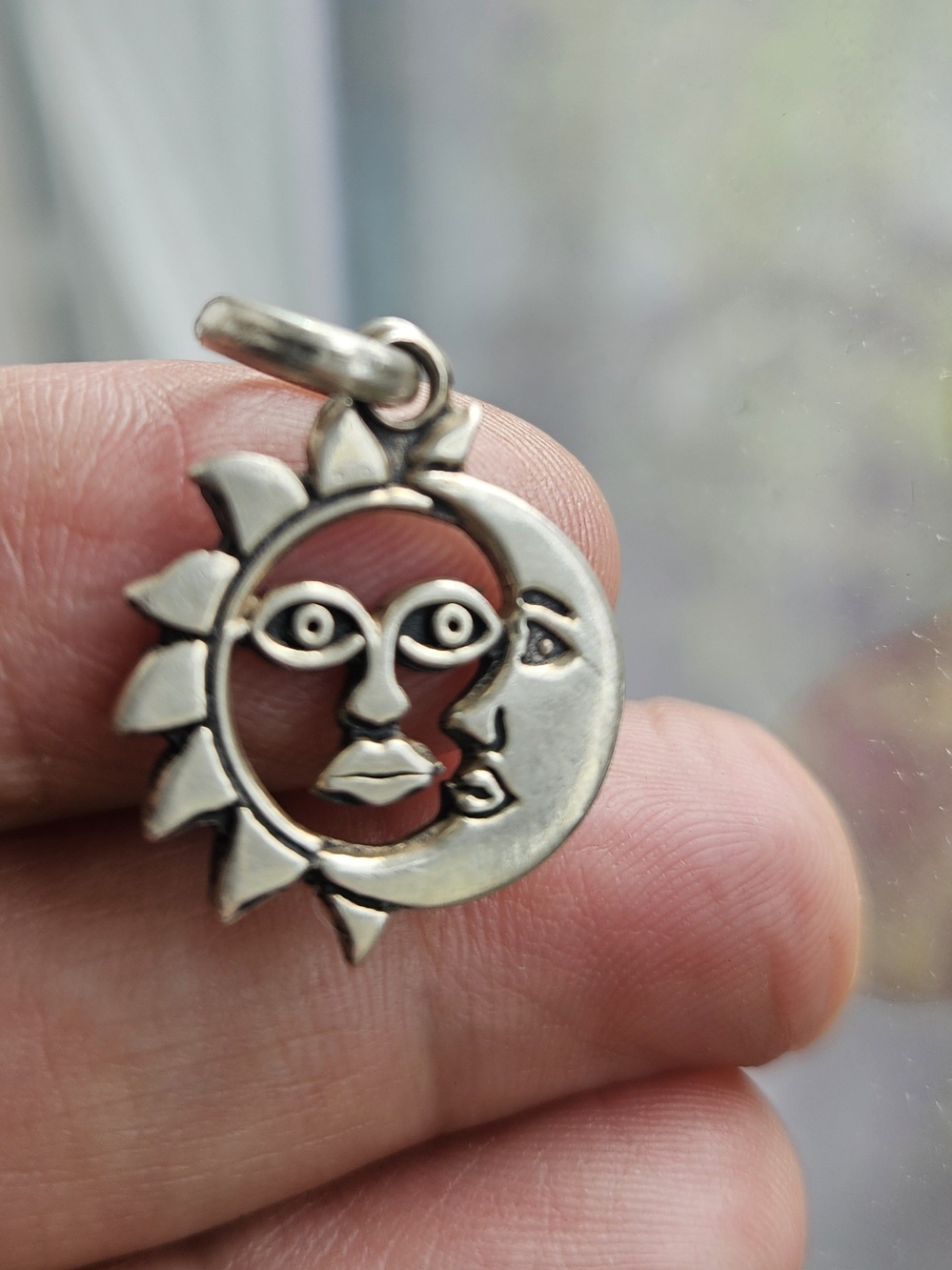 Sterling Silver Sun and Moon Pendant Charm - Silver